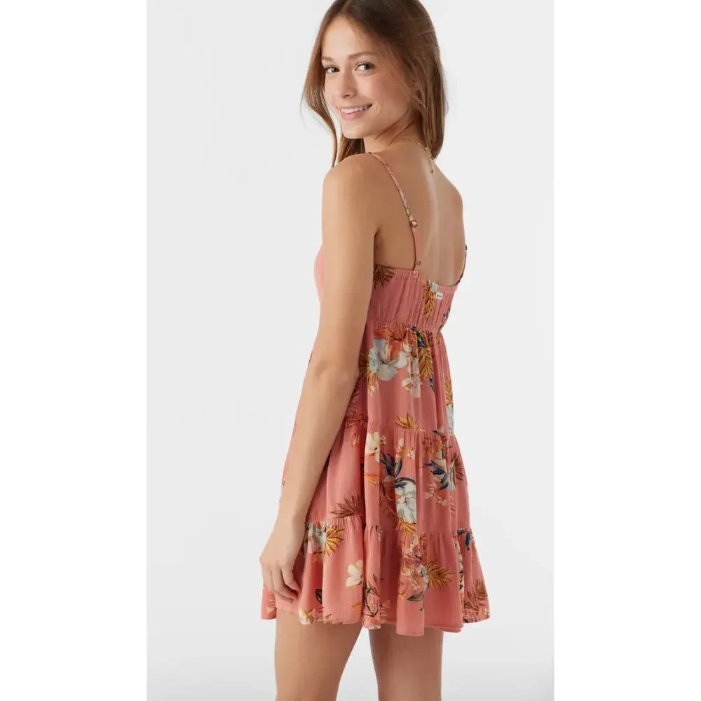 O’Neill Girl’s Jillian Punta Tropical Tiered Dress – Size Small